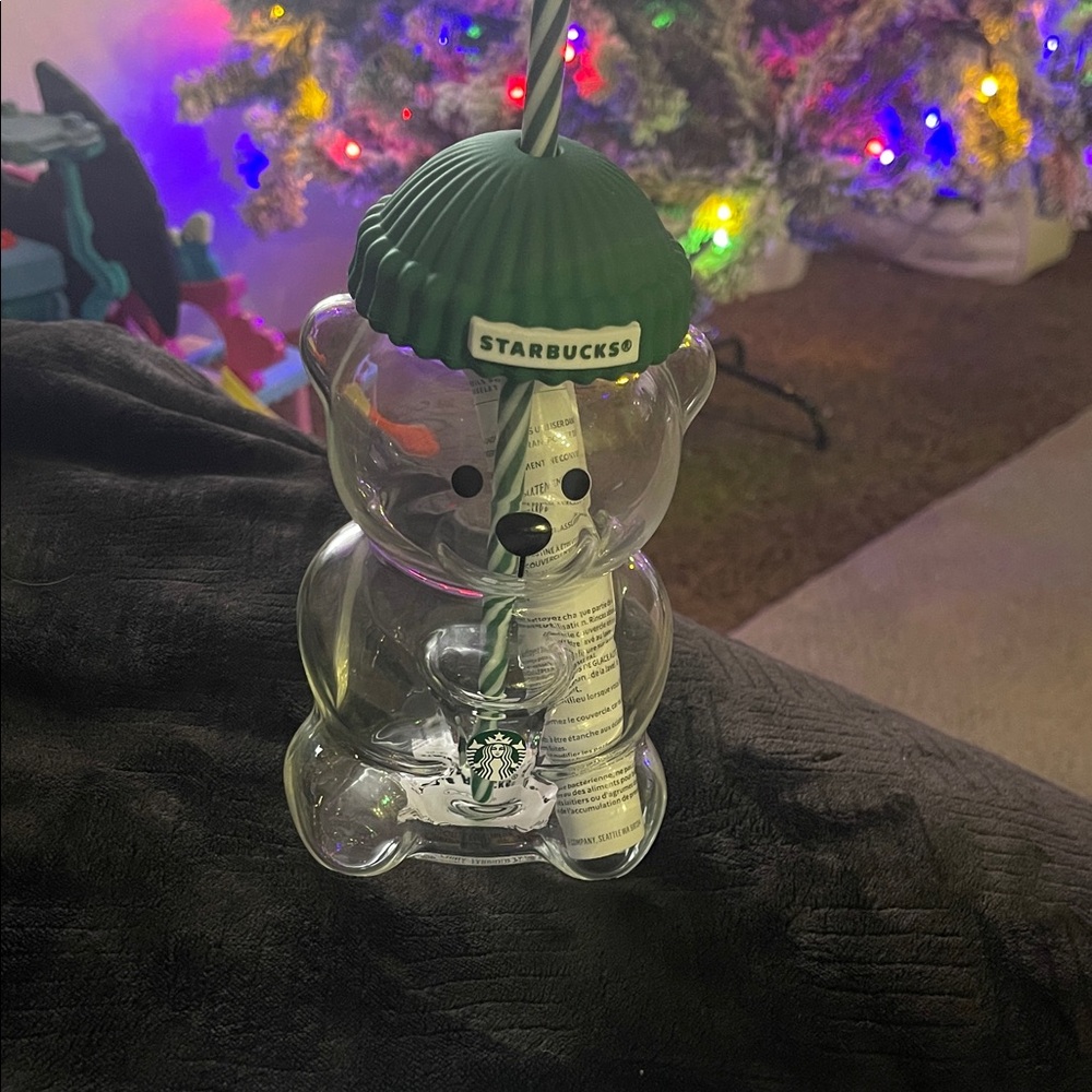 Starbucks Bear Glass with Forest Green Lid